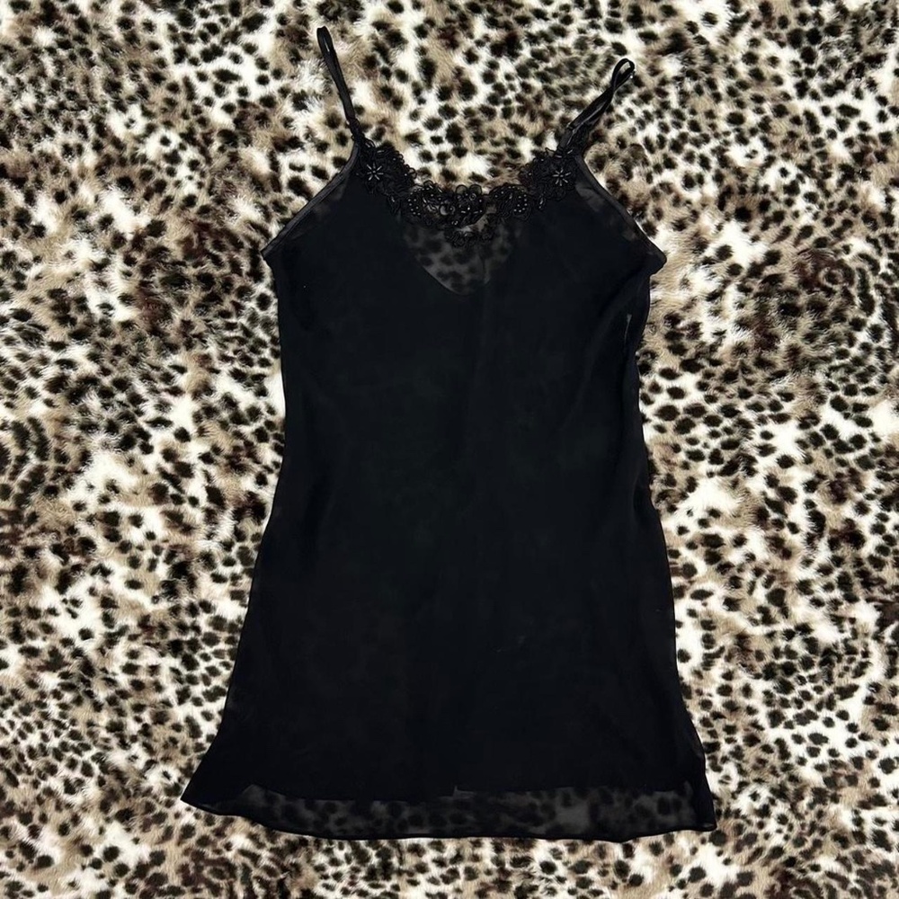 Little Black Mesh Dress with beading